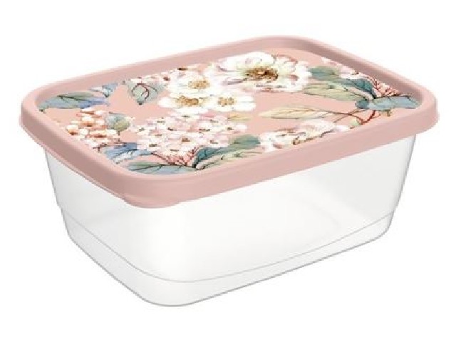 Контейнер для продуктов прямоугольный 0,85л с декором (бежевый)